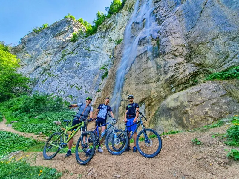 Mountain biking on the trail to Skakavac waterfall