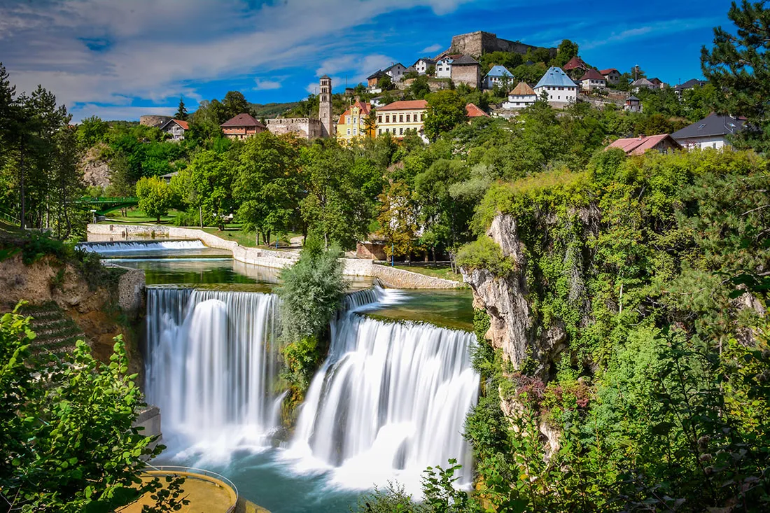 The waterfall in the centre of Jajce