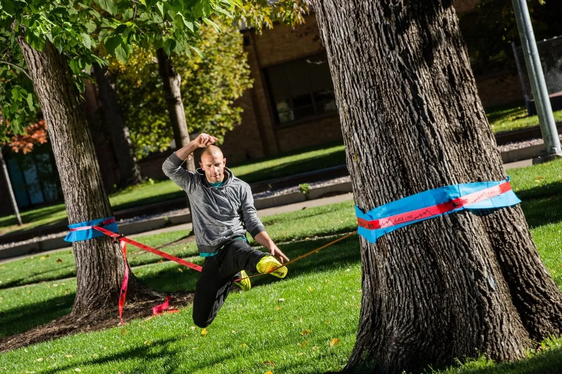 Balancing on a slackline